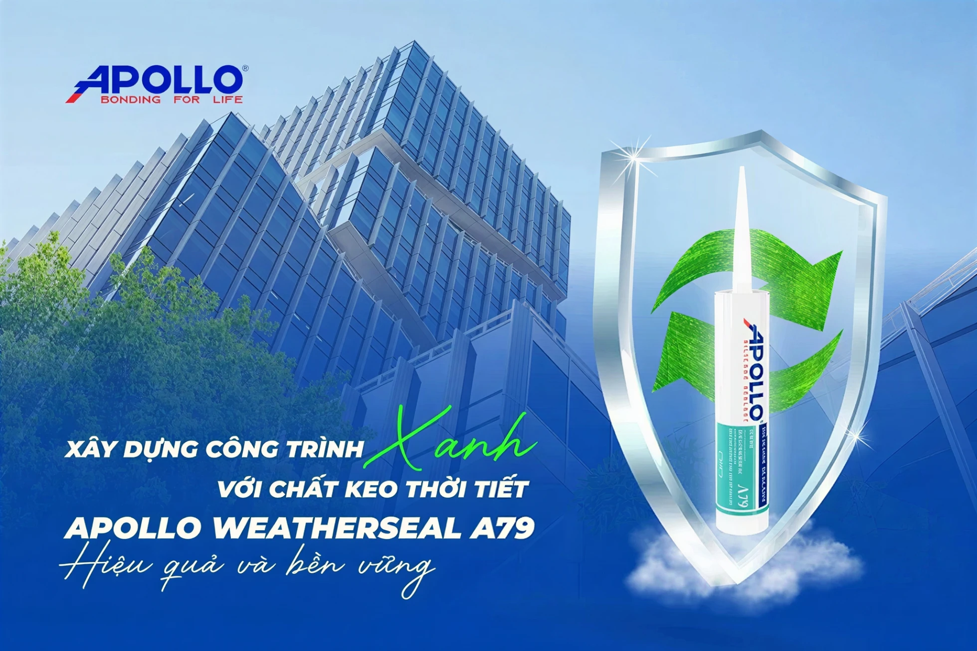 Apollo Weatherseal A79 là keo thời tiết cao cấp gốc Alkoxy, nổi bật với khả năng giảm phát thải VOC